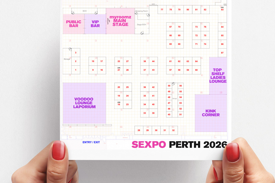 Sexpo hands holding Perth floorplan